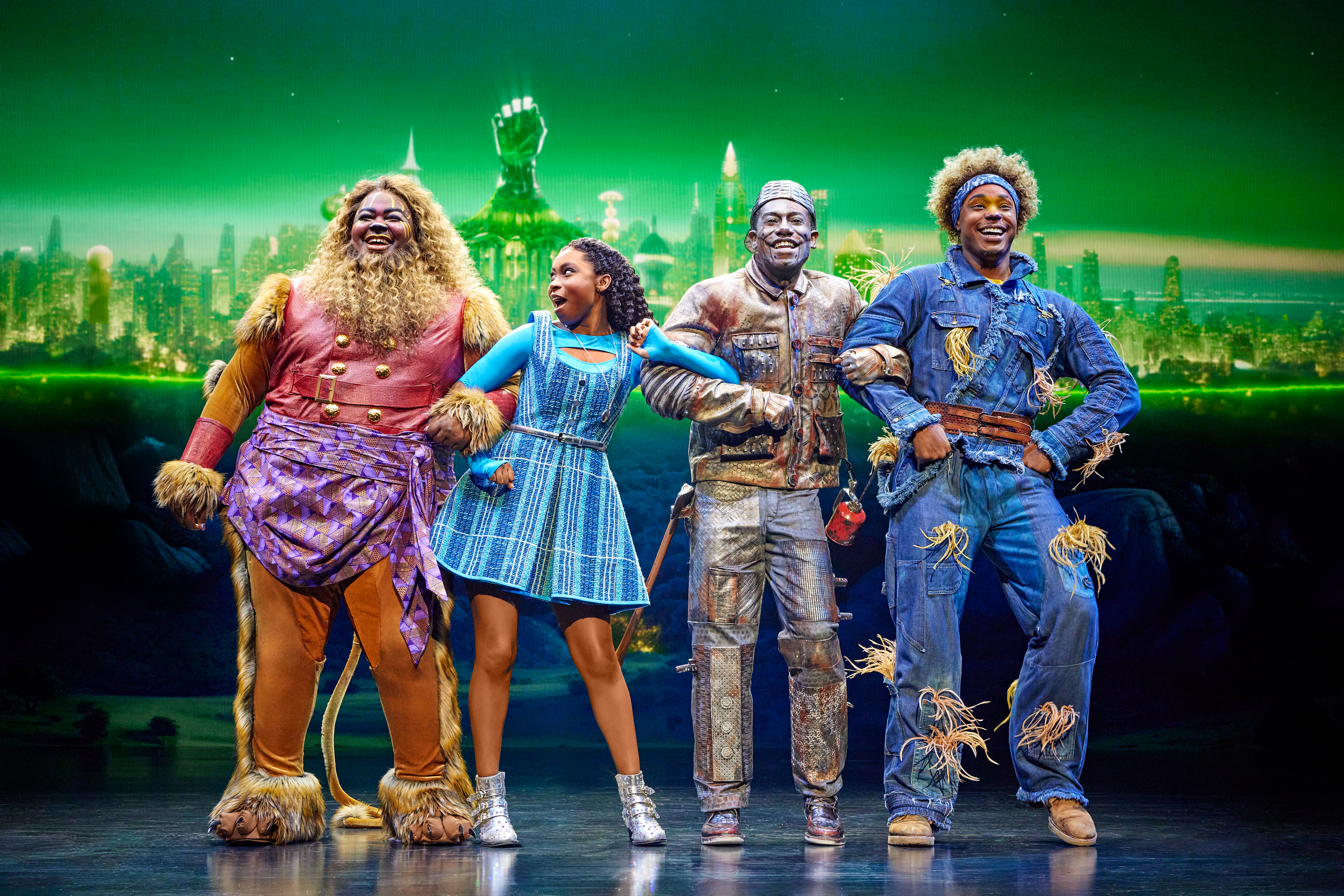 Kyle Ramar Freeman as Lion, Nichelle Lewis as Dorothy, Phillip Johnson Richardson as Tinman and Avery Wilson as Scarecrow. Photo by Jeremy Daniel © 2023